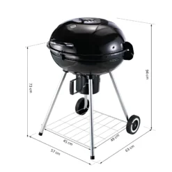 Outsunny Grillwagen Mit Aschenträger Schwarz, Silber 57 X 63 X 94 Cm (LxBxH) | Kohlegrill BBQ Standgrill Holzkohlegrill Gartengrill -Buschbeck Geschäft 8600336600 846 021 prod 005