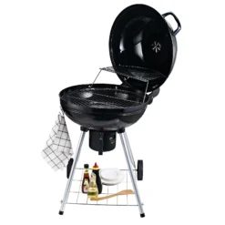 Outsunny Grillwagen Mit Aschenträger Schwarz, Silber 57 X 63 X 94 Cm (LxBxH) | Kohlegrill BBQ Standgrill Holzkohlegrill Gartengrill -Buschbeck Geschäft 8600336600 846 021 prod 006