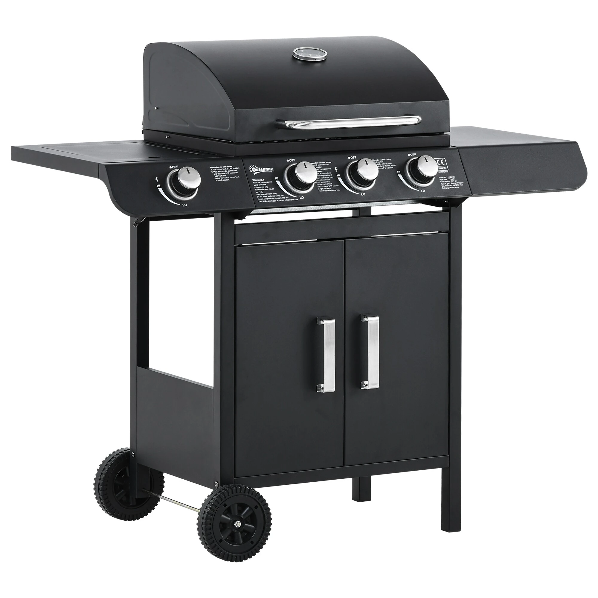 Outsunny Gasgrill Mit Räder Schwarz 110L X 50B X 100H Cm | Tischgrill Barbecue Grill Bbq Grill 1 Outsunny Gasgrill Mit Räder Schwarz 110L X 50B X 100H Cm | Tischgrill Barbecue Grill Bbq Grill