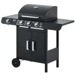 Alternative view of Outsunny Gasgrill Mit Räder Schwarz 110L X 50B X 100H Cm | Tischgrill Barbecue Grill Bbq Grill