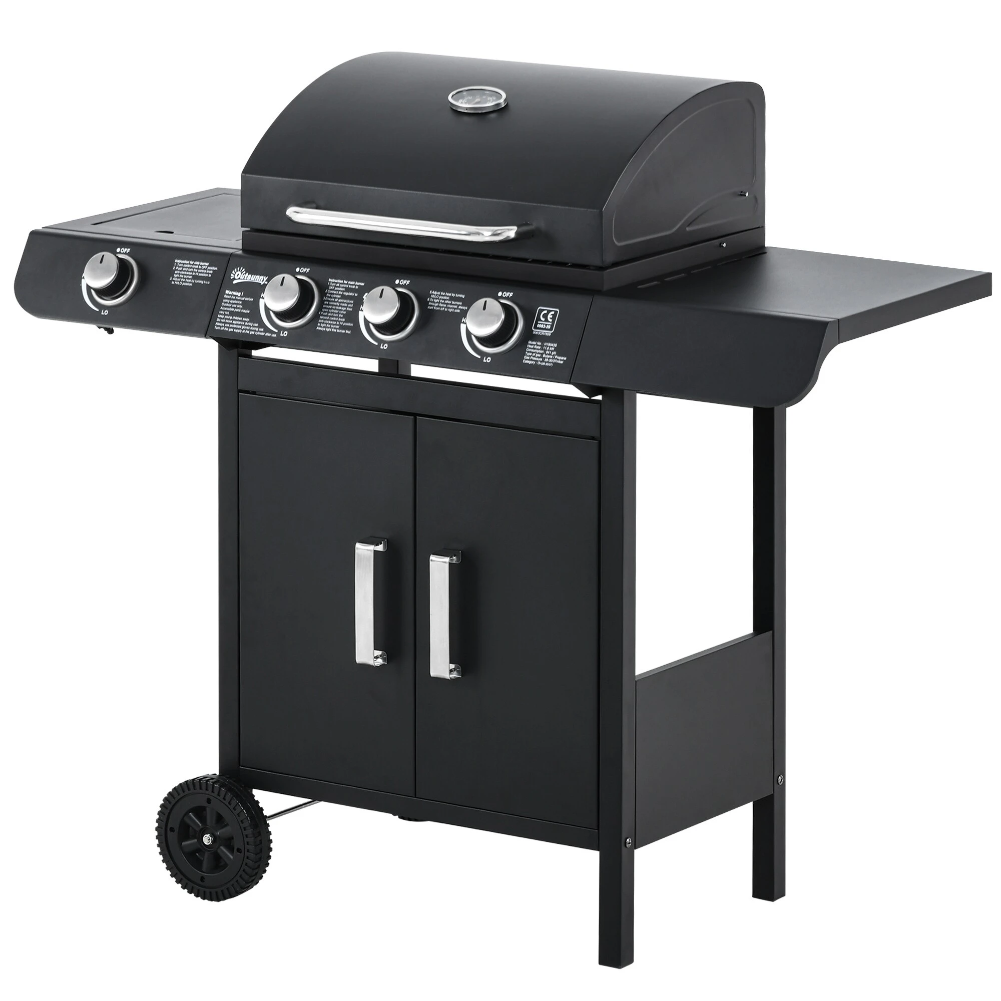 Outsunny Gasgrill Mit Räder Schwarz 110L X 50B X 100H Cm | Tischgrill Barbecue Grill Bbq Grill 2 Outsunny Gasgrill Mit Räder Schwarz 110L X 50B X 100H Cm | Tischgrill Barbecue Grill Bbq Grill – Bild 2
