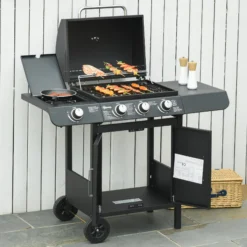 Outsunny Gasgrill Mit Räder Schwarz 110L X 50B X 100H Cm | Tischgrill Barbecue Grill Bbq Grill 9 Outsunny Gasgrill Mit Räder Schwarz 110L X 50B X 100H Cm | Tischgrill Barbecue Grill Bbq Grill -Buschbeck Geschäft 8600336600 846 064V90 prod 004