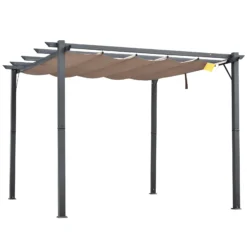 Outsunny Pergola Mit Schiebedach 300 X 300 X 223 Cm (LxBXH) | Pavillon Terrassenüberdachung Vordach Sonnenschutz