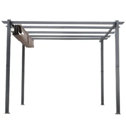 Outsunny Pergola Mit Schiebedach 300 X 300 X 223 Cm (LxBXH) | Pavillon Terrassenüberdachung Vordach Sonnenschutz -Buschbeck Geschäft 8600336600 84C 054BKn prod 006