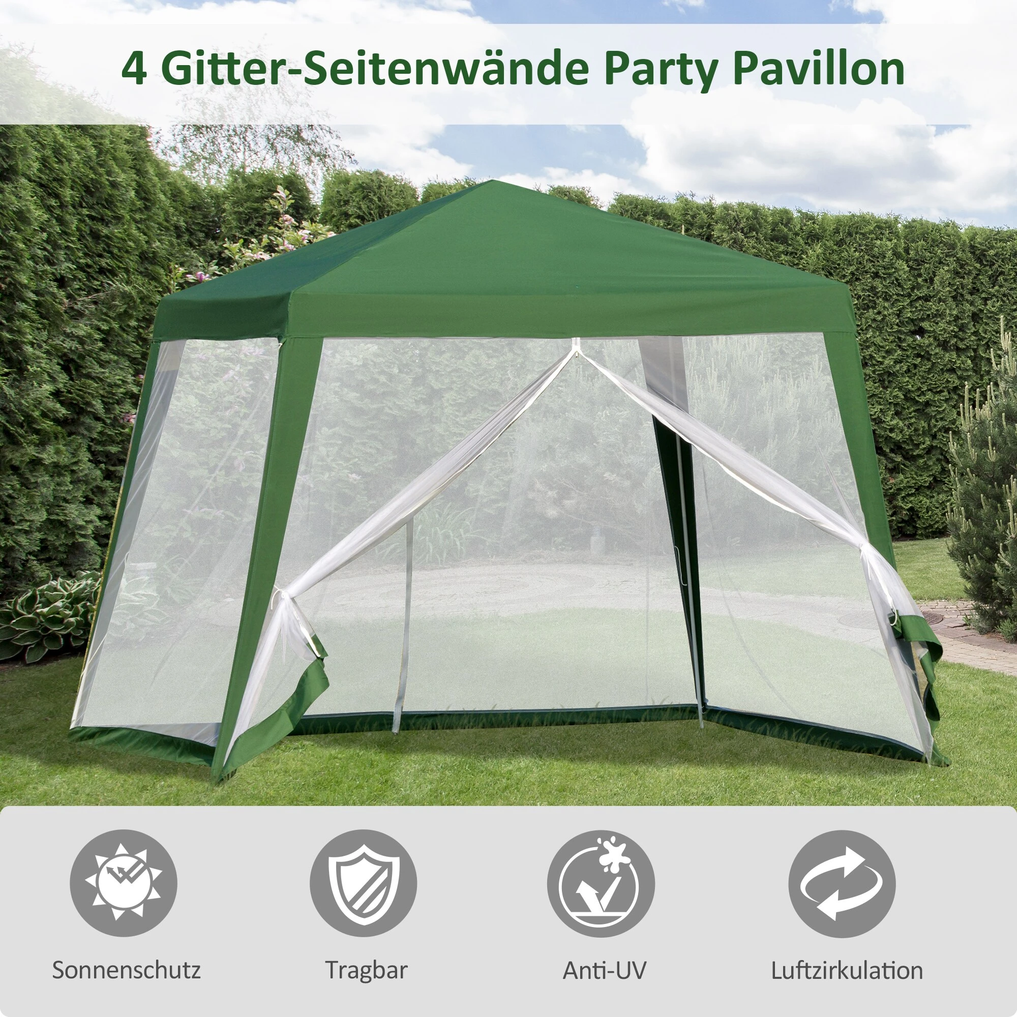 Outsunny Pavillon Mit Moskitonetz 300 X 300 X 235 Cm (LxBxH) | Gartenzelt Partyzelt Festzelt Gartenpavillon 6 Outsunny Pavillon Mit Moskitonetz 300 X 300 X 235 Cm (LxBxH) | Gartenzelt Partyzelt Festzelt Gartenpavillon – Bild 6
