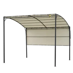 Outsunny Pavillon Mit Klappbarem Seitendach Cremeweiß, Schwarz 300 X 250 X (200-250) Cm (LxBxH) | Gartenzelt Partyzelt Festzelt Gartenpavillon