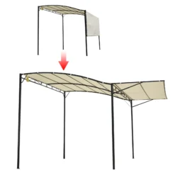 Alternative view of Outsunny Pavillon Mit Klappbarem Seitendach Cremeweiß, Schwarz 300 X 250 X (200-250) Cm (LxBxH) | Gartenzelt Partyzelt Festzelt Gartenpavillon