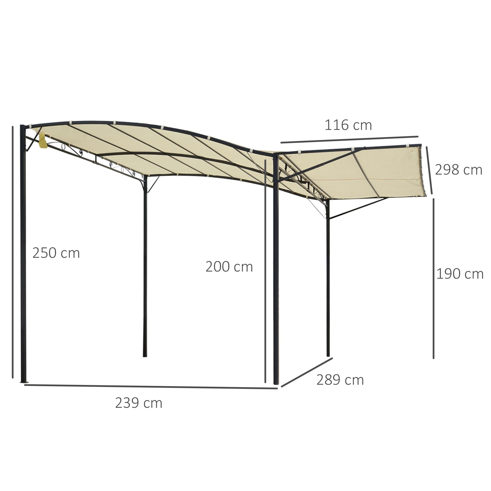 Outsunny Pavillon Mit Klappbarem Seitendach Cremeweiß, Schwarz 300 X 250 X (200-250) Cm (LxBxH) | Gartenzelt Partyzelt Festzelt Gartenpavillon 5 Outsunny Pavillon Mit Klappbarem Seitendach Cremeweiß, Schwarz 300 X 250 X (200-250) Cm (LxBxH) | Gartenzelt Partyzelt Festzelt Gartenpavillon – Bild 5