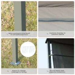 Outsunny Grillpavillon Mit Flammenschutzdach Schwarz, Grau 218 X 138 X 216 Cm (LxBxH) | BBQ-Pavillon Partyzelt Bierzelt Gartenpavillon -Buschbeck Geschäft 8600336600 84C 174 prod 006