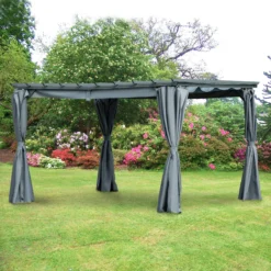 Outsunny Pergola Mit Abnehmbaren Vorhängen Dunkelgrau 360 X 300 X 243 Cm (L X B X H) | Garten Pavillon Sonnenschutz UV Schutz Partyzelt -Buschbeck Geschäft 8600336600 84C 199 prod 003