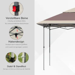 Outsunny Pop-Up-Pavillon Zusammenfaltbar 350 X 350 X 268 Cm (L X B X H) | Gartenpavillon Faltpavillon Partyzelt Gartenzelt -Buschbeck Geschäft 8600336600 84C 230BN prod 005