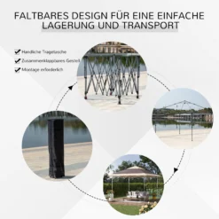 Outsunny Pop-Up-Pavillon Zusammenfaltbar 350 X 350 X 268 Cm (L X B X H) | Gartenpavillon Faltpavillon Partyzelt Gartenzelt -Buschbeck Geschäft 8600336600 84C 230BN prod 006