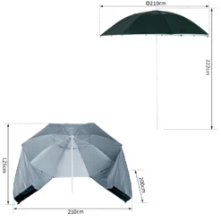 Outsunny Strandschirm Und Strandzelt 2 In 1 Dunkelgrün, Weiß 210 X 222 Cm (ØxH) | Gartenschirm Sonnenschirm Strandmuschel -Buschbeck Geschäft 8600336600 84D 022GN prod 005