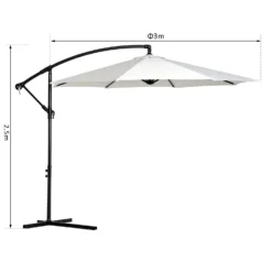 Outsunny Ampelschirm Mit Handkurbel 3 X 2,5 M (ØxH) | Sonnenschirm Kurbelschirm Terrassenschirm Schirm -Buschbeck Geschäft 8600336600 84D 037CW prod 005