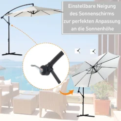 Outsunny Ampelschirm Mit Handkurbel 3 X 2,5 M (ØxH) | Sonnenschirm Kurbelschirm Terrassenschirm Schirm -Buschbeck Geschäft 8600336600 84D 037CW prod 006
