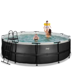 Pool Black Leather, Ø488 X 122 Cm Schwarz
