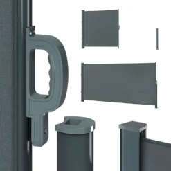 ALU Seitenmarkise Sichtschutz 160x350cm Sonnenschutz Seitenrollo Markise 280g/m² -Buschbeck Geschäft 8600343700 28444 prod 005