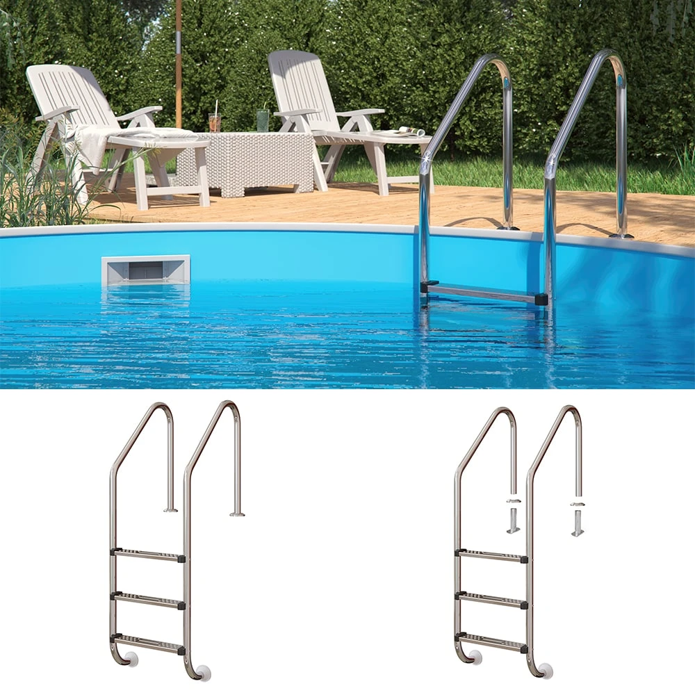 Poolleiter Einbauleiter 3 Stufen Schwimmbadleiter V2A Edelstahl Pool Einstieg 2 Poolleiter Einbauleiter 3 Stufen Schwimmbadleiter V2A Edelstahl Pool Einstieg – Bild 2