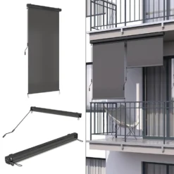 Alternative view of OK-Living Senkrechtmarkise Sonnenschutzrollo Seitenmarkise Anthrazit 250x120 Cm