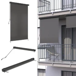 Alternative view of OK-Living Senkrechtmarkise Sonnenschutzrollo Seitenmarkise Anthrazit 250x160 Cm