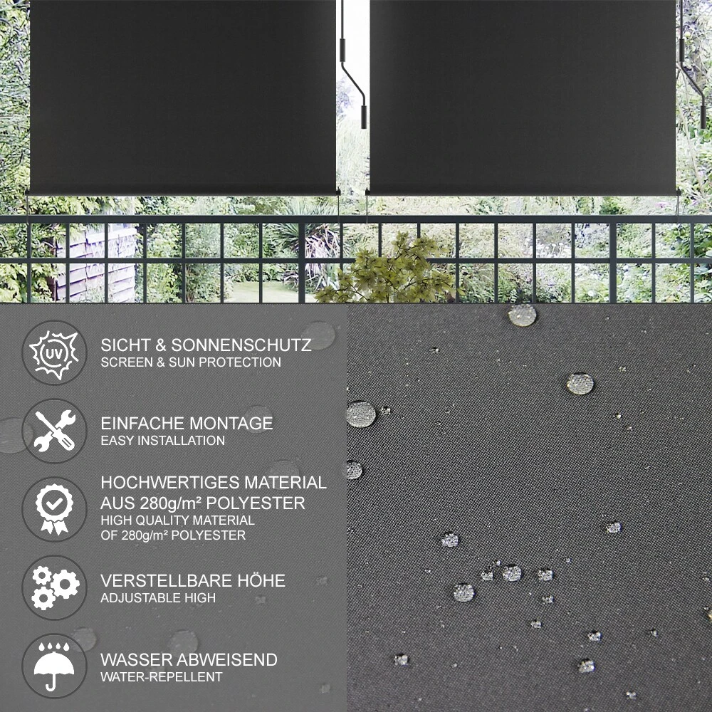 OK-Living Senkrechtmarkise Sonnenschutzrollo Seitenmarkise Anthrazit 250x160 Cm 5 OK-Living Senkrechtmarkise Sonnenschutzrollo Seitenmarkise Anthrazit 250x160 Cm – Bild 5