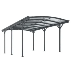 Juskys Carport Mit Bogendach 5x3 M – Freistehende Überdachung Aus Aluminium Mit Doppelstegplatten