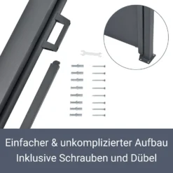 Juskys Seitenmarkise Dubai 300 X 160 Cm Ausziehbar Blickdicht, Sichtschutz & Windschutz Anthrazit 9 Juskys Seitenmarkise Dubai 300 X 160 Cm Ausziehbar Blickdicht, Sichtschutz & Windschutz Anthrazit -Buschbeck Geschäft 8600348200 55945135 prod 004