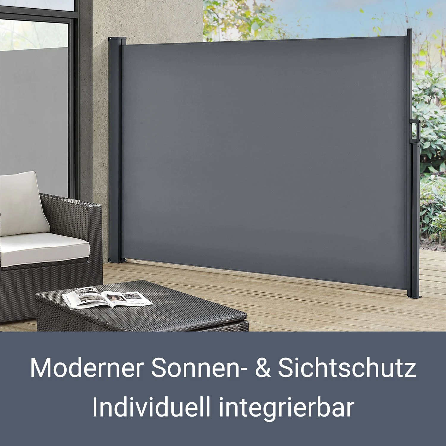 Juskys Seitenmarkise Dubai 300 X 160 Cm Ausziehbar Blickdicht, Sichtschutz & Windschutz Anthrazit 5 Juskys Seitenmarkise Dubai 300 X 160 Cm Ausziehbar Blickdicht, Sichtschutz & Windschutz Anthrazit – Bild 5