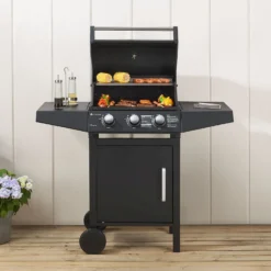 Alternative view of Juskys BBQ Gas-Grill Louisiana, 3 Brenner Grillrost, Deckel Mit Thermometer
