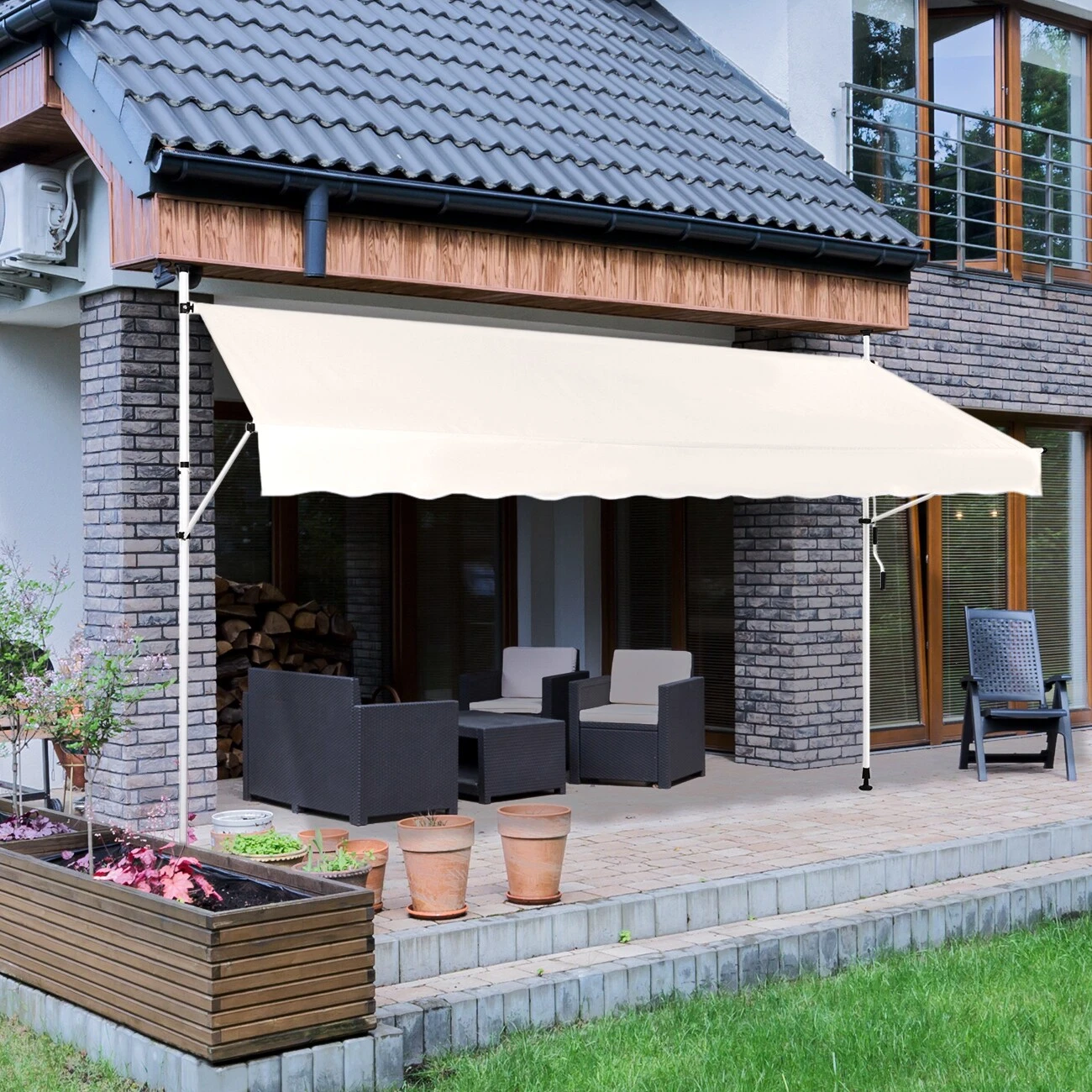 Strattore Klemmmarkise / Balkonmarkise Sonnenschutz 300 X 120 Cm - Beige 1 Strattore Klemmmarkise / Balkonmarkise Sonnenschutz 300 X 120 Cm - Beige