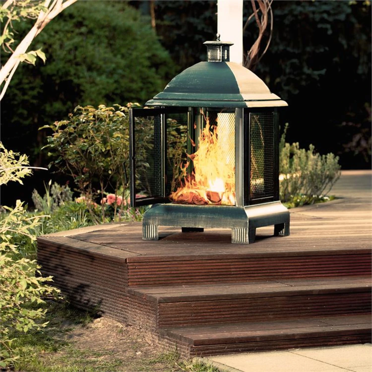 Loreo Feuerstelle Gartenkamin Feuerlaterne Gartenofen Stahl Brüniert 6 Loreo Feuerstelle Gartenkamin Feuerlaterne Gartenofen Stahl Brüniert – Bild 6