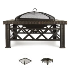 Merano Feuerschale 75x75 Cm Kachel-Design Stahl Geschwärzt -Buschbeck Geschäft 8600359300 3681 prod 003