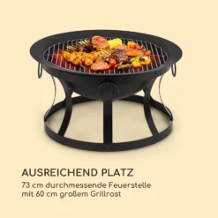 Pentos 2-in-1-Feuerschale Ø73cm Funkenschutz Ø60cm Grill Gusseisen Schwarz -Buschbeck Geschäft 8600359300 4992 prod 004