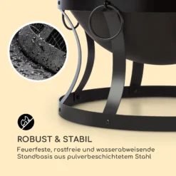 Pentos 2-in-1-Feuerschale Ø73cm Funkenschutz Ø60cm Grill Gusseisen Schwarz -Buschbeck Geschäft 8600359300 4992 prod 006