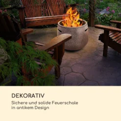 Evora Feuerschale Ø45cm Holzfeuer Grillrost Kunststein Stahl Schwarz / Steinoptik -Buschbeck Geschäft 8600359300 5155 prod 002