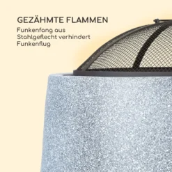 Evora Feuerschale Ø45cm Holzfeuer Grillrost Kunststein Stahl Schwarz / Steinoptik -Buschbeck Geschäft 8600359300 5155 prod 006