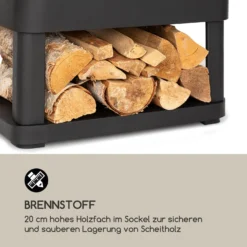 Macondo Feuerstelle Feuerschale 35x35cm Holzfach Stahl Schwarz -Buschbeck Geschäft 8600359300 5218 prod 004