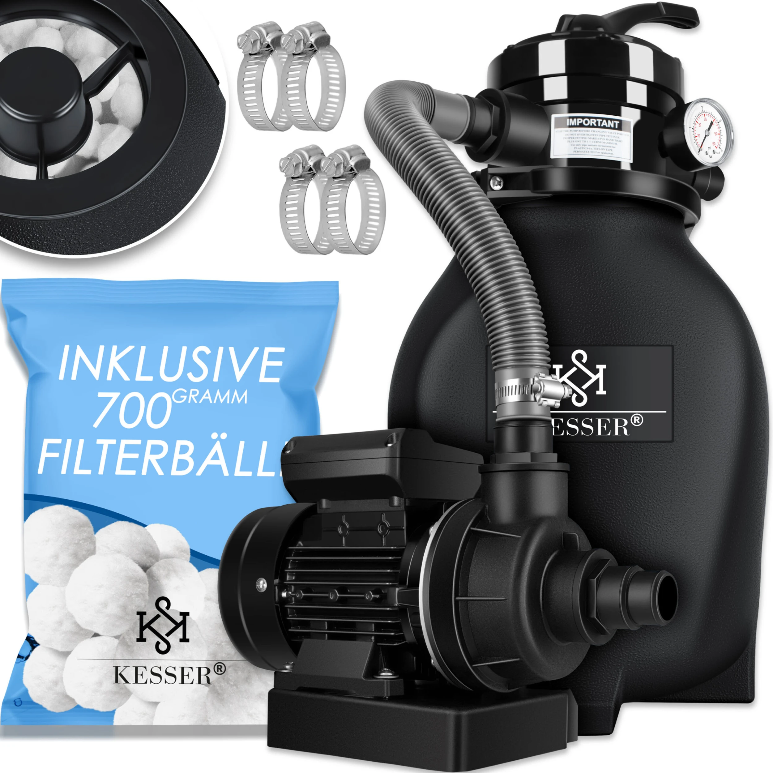 KESSER® Sandfilter Sandfilteranlage + 700g Filterbälle Ersetzen 25kg Filtersand- Poolfilter 10 M³/h Filteranlage Filterkessel Für Pool Schwimmbecken 4-Wege Ventil , Einfache Steuerung 1 KESSER® Sandfilter Sandfilteranlage + 700g Filterbälle Ersetzen 25kg Filtersand- Poolfilter 10 M³/h Filteranlage Filterkessel Für Pool Schwimmbecken 4-Wege Ventil , Einfache Steuerung