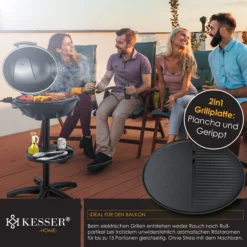 KESSER® Elektrischer Elektrogrill 2in1 Tischgrill - Standgrill Mit Deckel Standfuß | Max. 2400 Watt Thermometer | Antihaftbeschichtung | XXL Grillplatte | Integrierte Ablagefläche Elektro-Säulengrill -Buschbeck Geschäft 8600364700 22323 prod 004 scaled