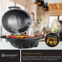 KESSER® Elektrischer Elektrogrill 2in1 Tischgrill - Standgrill Mit Deckel Standfuß | Max. 2400 Watt Thermometer | Antihaftbeschichtung | XXL Grillplatte | Integrierte Ablagefläche Elektro-Säulengrill -Buschbeck Geschäft 8600364700 22323 prod 005 scaled