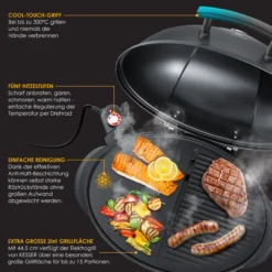 KESSER® Elektrischer Elektrogrill 2in1 Tischgrill - Standgrill Mit Deckel Standfuß | Max. 2400 Watt Thermometer | Antihaftbeschichtung | XXL Grillplatte | Integrierte Ablagefläche Elektro-Säulengrill -Buschbeck Geschäft 8600364700 22323 prod 006 scaled