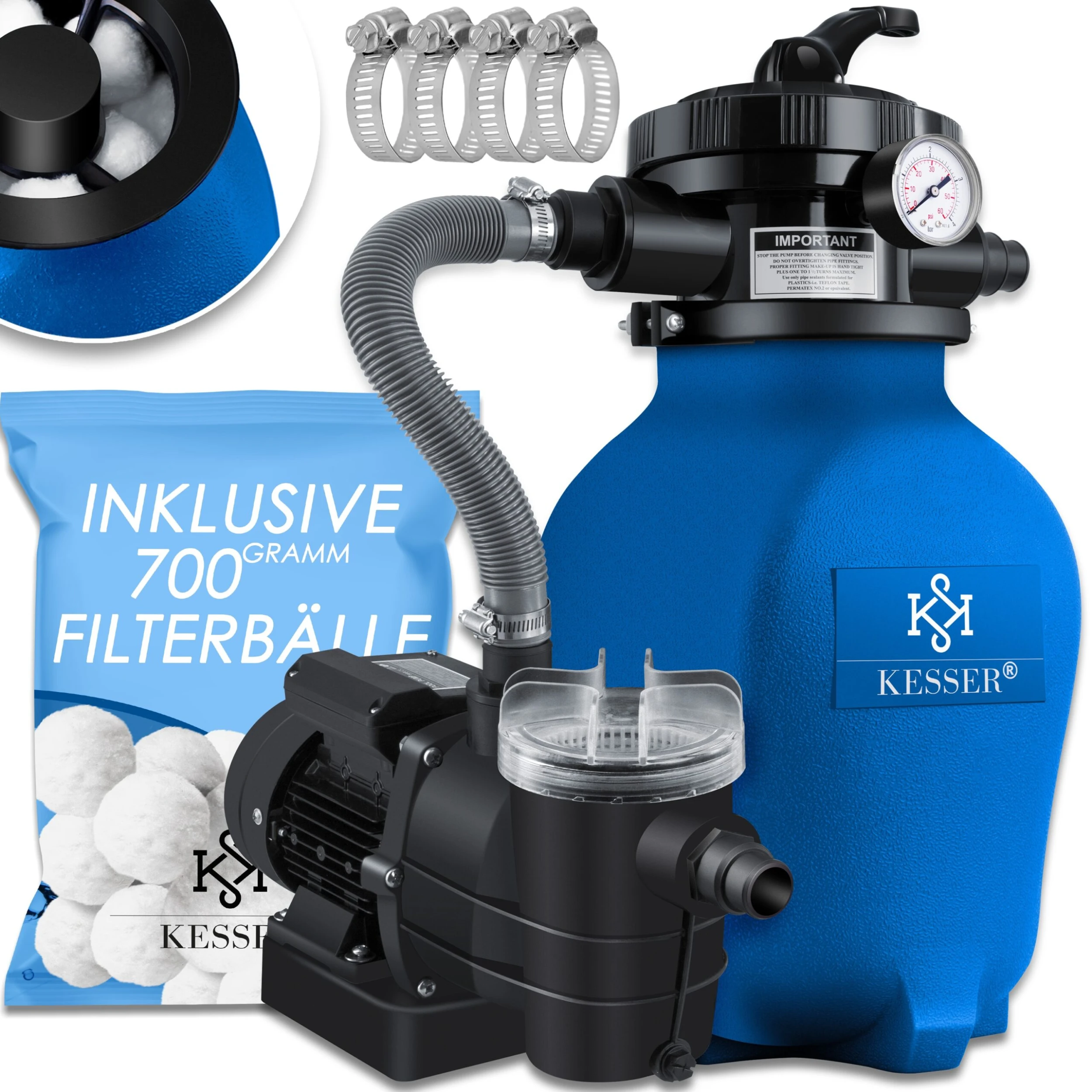 KESSER® Sandfilteranlage Sandfilter + 700g Filterbälle Ersetzen 25kg Filtersand 7-Wege Ventil Mit Druckanzeige Poolfilter 10 M³/h Filteranlage Filterkessel Für Pool Schwimmbecken 10.200 L/h 1 KESSER® Sandfilteranlage Sandfilter + 700g Filterbälle Ersetzen 25kg Filtersand 7-Wege Ventil Mit Druckanzeige Poolfilter 10 M³/h Filteranlage Filterkessel Für Pool Schwimmbecken 10.200 L/h