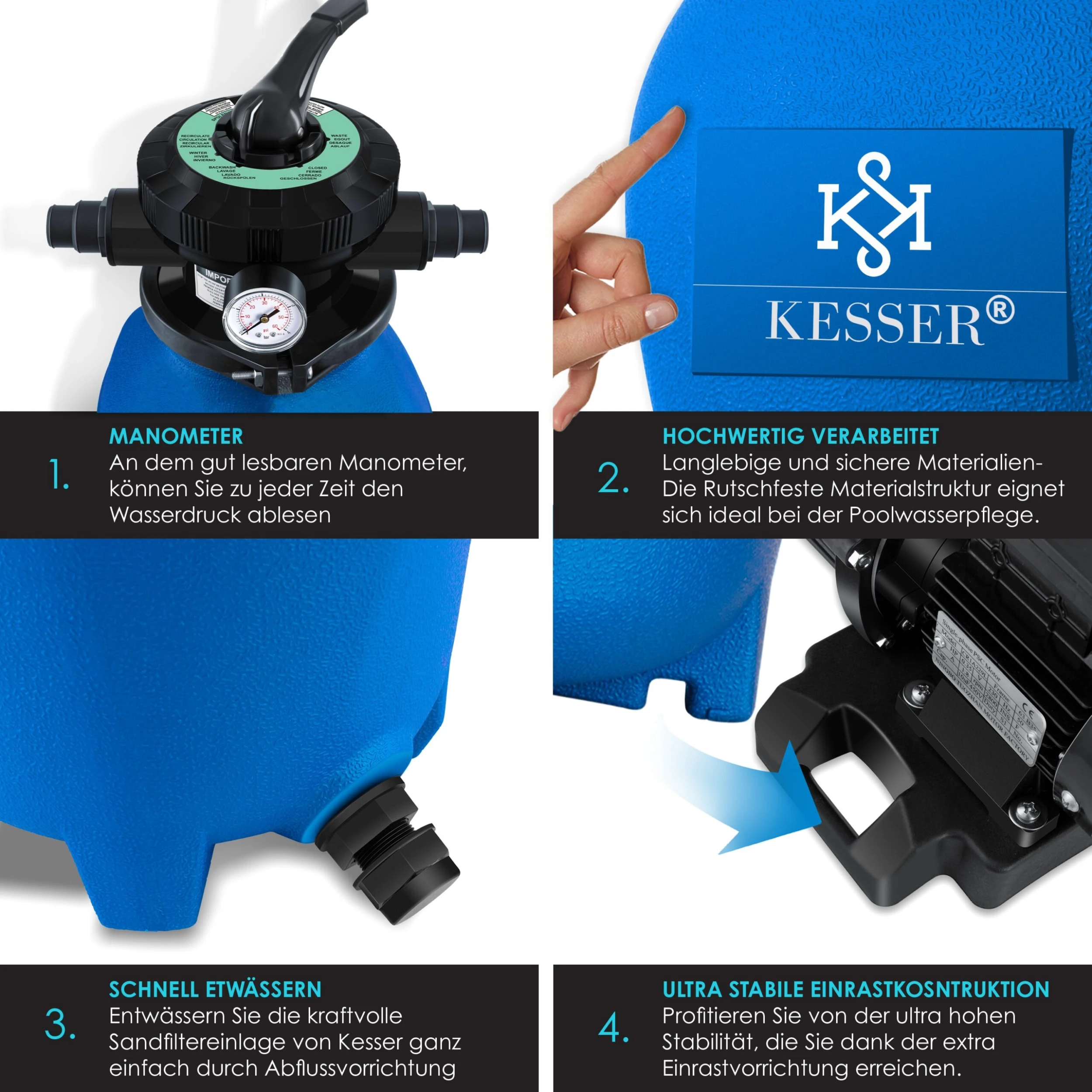KESSER® Sandfilteranlage Sandfilter + 700g Filterbälle Ersetzen 25kg Filtersand 7-Wege Ventil Mit Druckanzeige Poolfilter 10 M³/h Filteranlage Filterkessel Für Pool Schwimmbecken 10.200 L/h 5 KESSER® Sandfilteranlage Sandfilter + 700g Filterbälle Ersetzen 25kg Filtersand 7-Wege Ventil Mit Druckanzeige Poolfilter 10 M³/h Filteranlage Filterkessel Für Pool Schwimmbecken 10.200 L/h – Bild 5