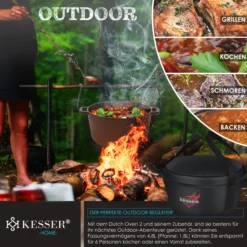 KESSER® Dutch Oven 2in1 Gusseisen Topf 4,8L Und Pfanne 1,8L Einsatzfertig Eingebrannt Inkl. Kochbuch Schmortopf Doppelfunktion Deckel/Bratpfanne Für Küche Camping Garten BBQ Backen Gasgrill -Buschbeck Geschäft 8600364700 23534 prod 006 scaled