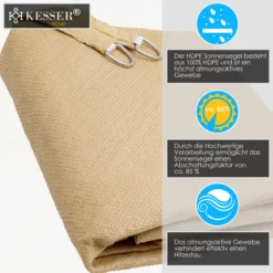 Alternative view of KESSER® Sonnensegel Sonnenschutz Windschutz | HDPE Gewebe | Wasserabweisend & Windabweisend | 5-Fach Quer Vernäht Robust & Stabil Schattenspender Garten Balkon Terrasse