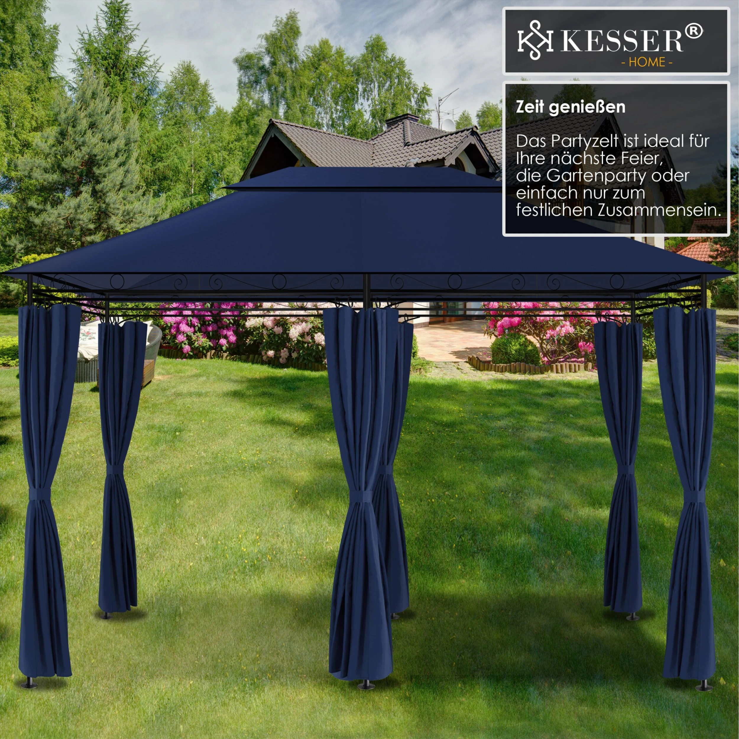 KESSER® - Pavillon 3x4m Inkl. Seitenwänden Mit Reißverschlüssen , Eckig Festzelt Partyzelt Gartenlaube Gartenzelt Luxus Gartenpavillon UV-Schutz 50+ 6 KESSER® - Pavillon 3x4m Inkl. Seitenwänden Mit Reißverschlüssen , Eckig Festzelt Partyzelt Gartenlaube Gartenzelt Luxus Gartenpavillon UV-Schutz 50+ – Bild 6