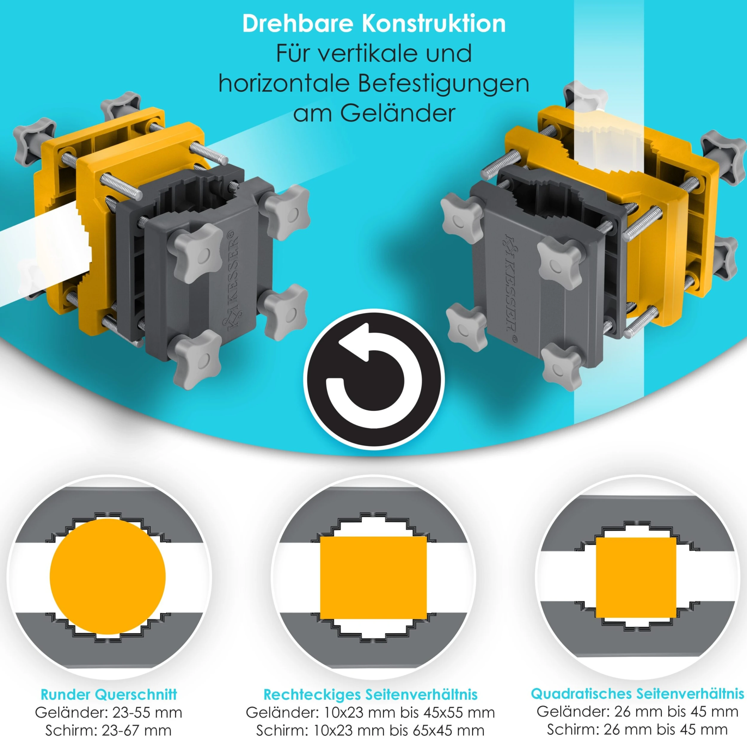 KESSER® Premium Sonnenschirmhalter Universal Balkongeländer - Schirmständer Für Eckige Und Runde Schirme | Balkon Terrasse Sonnenschirm Halterung Hohe Flexibilität | Starke Klemmkraft 3 KESSER® Premium Sonnenschirmhalter Universal Balkongeländer - Schirmständer Für Eckige Und Runde Schirme | Balkon Terrasse Sonnenschirm Halterung Hohe Flexibilität | Starke Klemmkraft – Bild 3