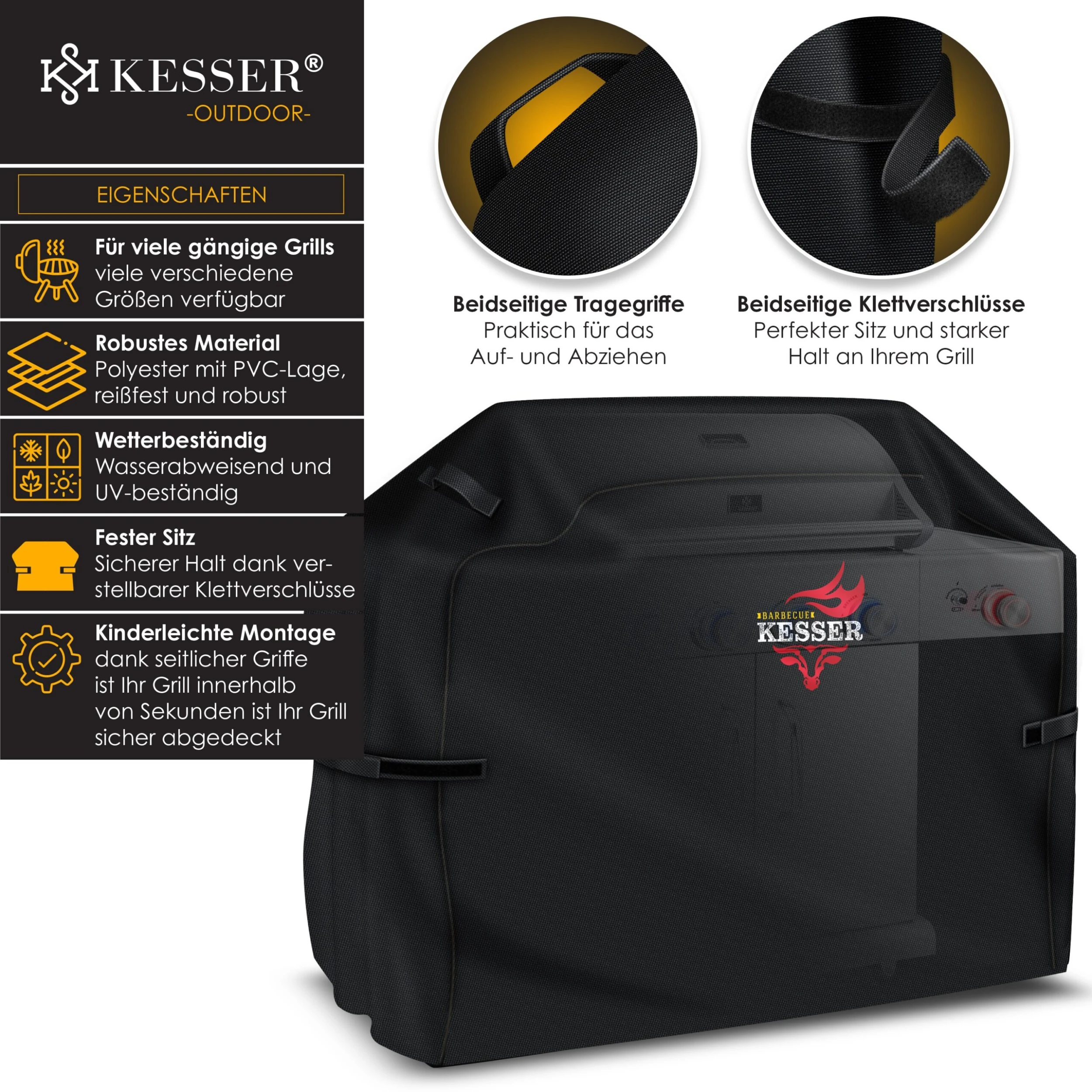 KESSER® Premium BBQ Grillabdeckung Gasgrill Grillhaube Abdeckung Wetterfest - Für Weber, Brinkmann, Char Broil Grill Abdeckhaube Schutzhülle | 600D Oxford- Gewebe Reißfest 2 KESSER® Premium BBQ Grillabdeckung Gasgrill Grillhaube Abdeckung Wetterfest - Für Weber, Brinkmann, Char Broil Grill Abdeckhaube Schutzhülle | 600D Oxford- Gewebe Reißfest – Bild 2