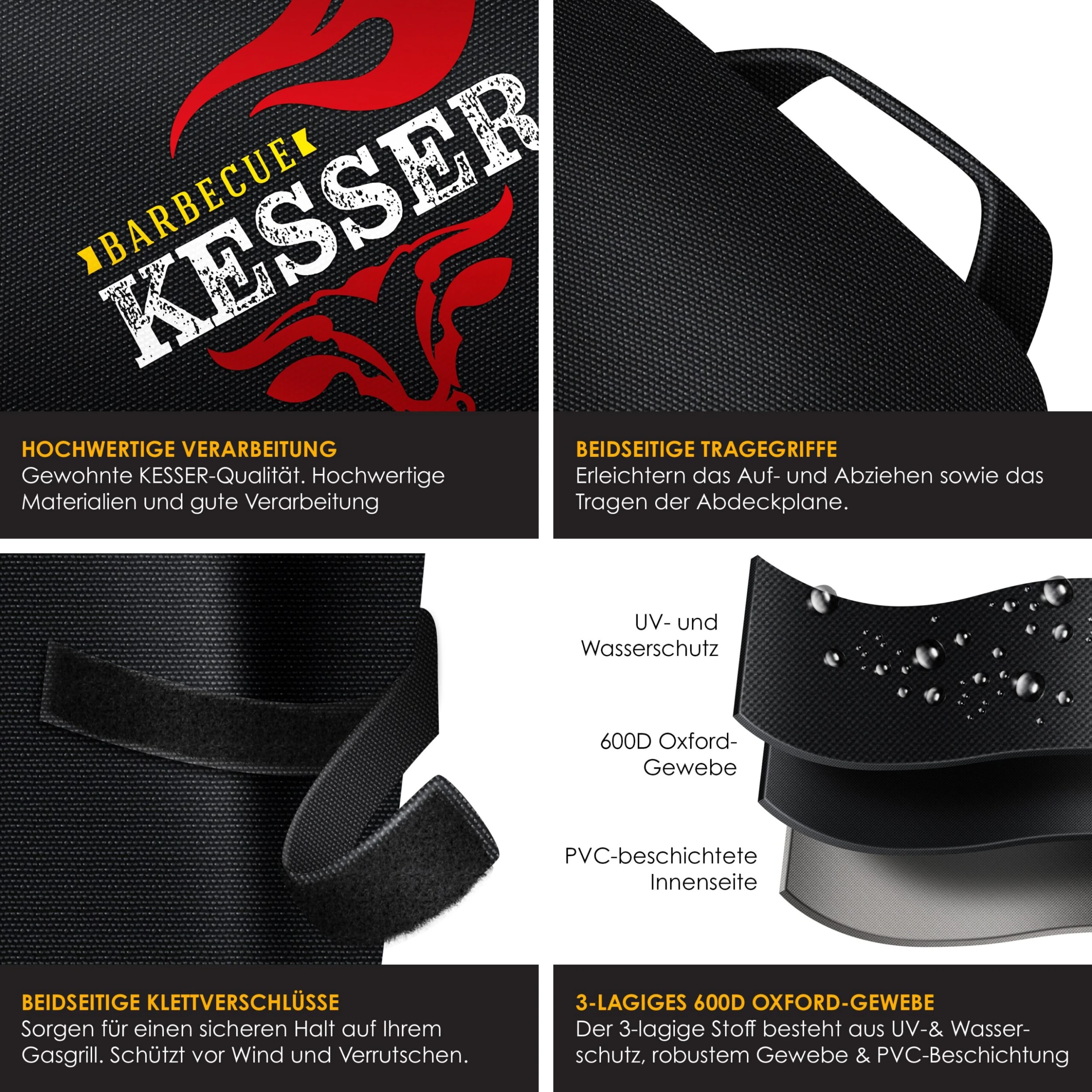 KESSER® Premium BBQ Grillabdeckung Gasgrill Grillhaube Abdeckung Wetterfest - Für Weber, Brinkmann, Char Broil Grill Abdeckhaube Schutzhülle | 600D Oxford- Gewebe Reißfest 4 KESSER® Premium BBQ Grillabdeckung Gasgrill Grillhaube Abdeckung Wetterfest - Für Weber, Brinkmann, Char Broil Grill Abdeckhaube Schutzhülle | 600D Oxford- Gewebe Reißfest – Bild 4