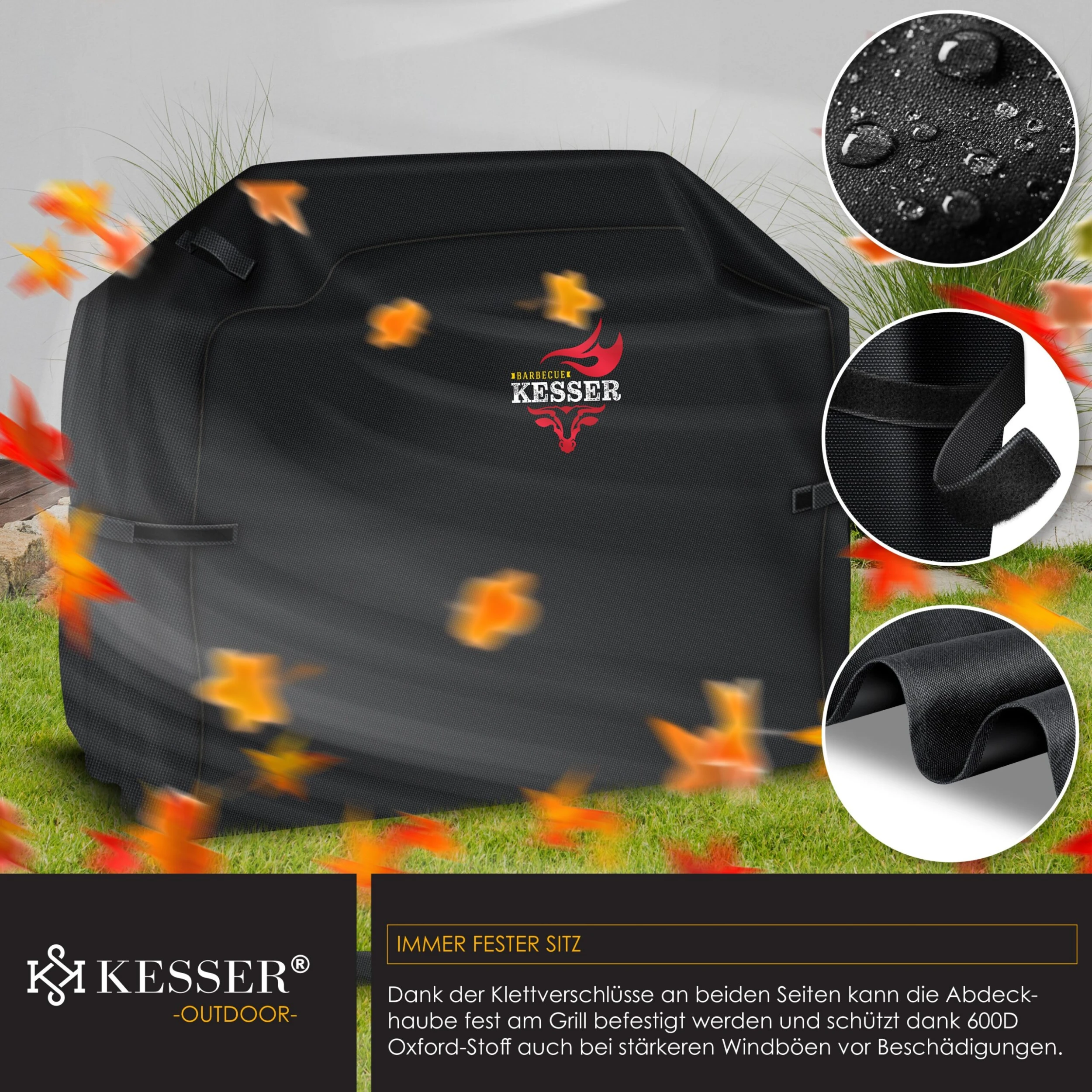 KESSER® Premium BBQ Grillabdeckung Gasgrill Grillhaube Abdeckung Wetterfest - Für Weber, Brinkmann, Char Broil Grill Abdeckhaube Schutzhülle | 600D Oxford- Gewebe Reißfest 5 KESSER® Premium BBQ Grillabdeckung Gasgrill Grillhaube Abdeckung Wetterfest - Für Weber, Brinkmann, Char Broil Grill Abdeckhaube Schutzhülle | 600D Oxford- Gewebe Reißfest – Bild 5